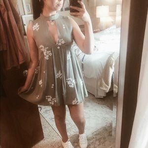 Green embroidered dress